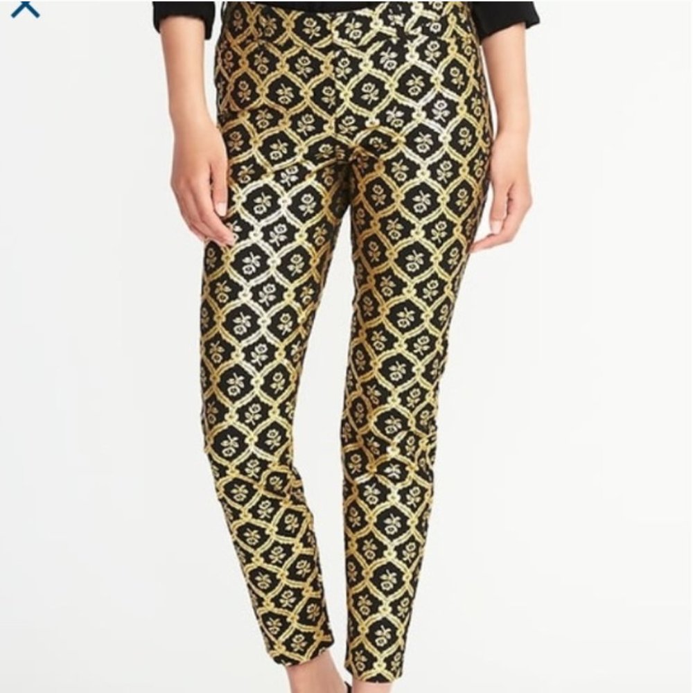 Old Navy Pixie Pants Gold Foil Floral Size 2